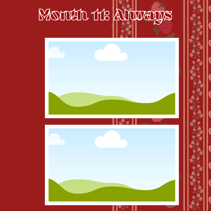 Red 1 Year Anniversary Scrapbook Template | 18 Pages Romantic Digital Gift