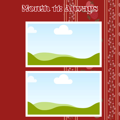 Red 1 Year Anniversary Scrapbook Template | 18 Pages Romantic Digital Gift