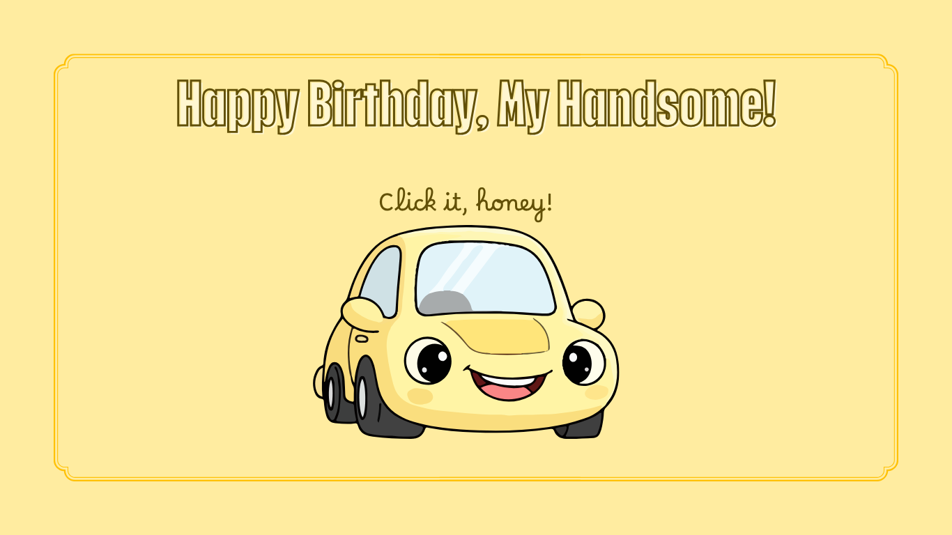 Yellow Car Boyfriend Birthday Website Template