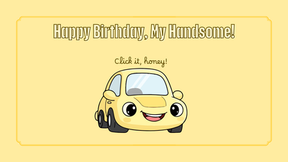 Yellow Car Boyfriend Birthday Website Template