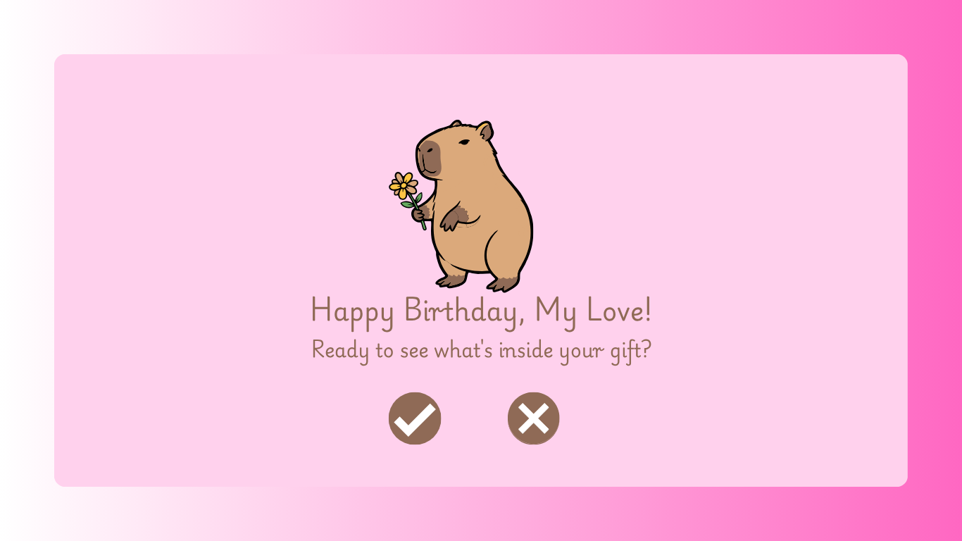 Pink Capybara Girlfriend Birthday Website Template