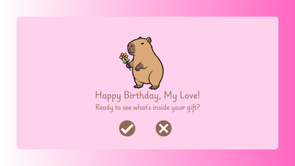 Pink Capybara Girlfriend Birthday Website Template