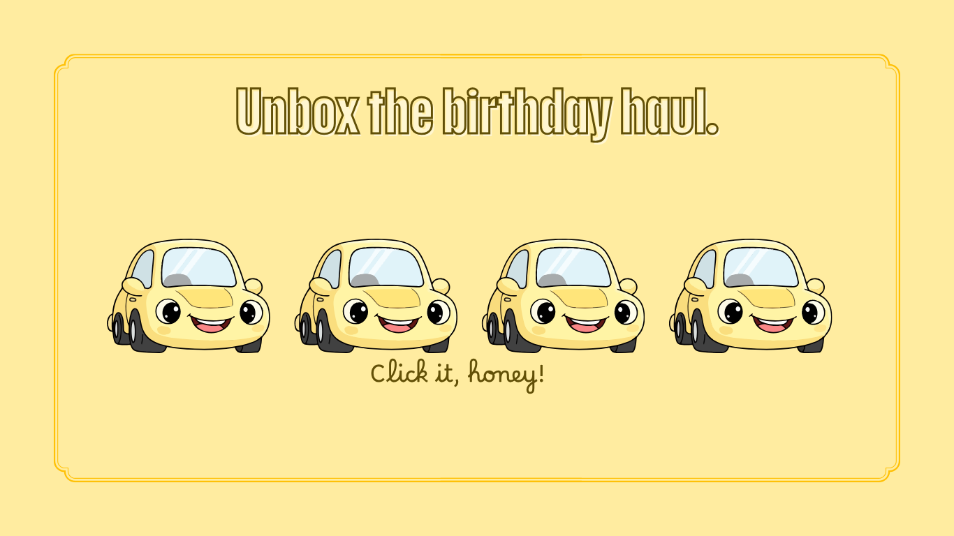 Yellow Car Boyfriend Birthday Website Template