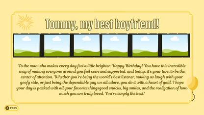 Yellow Car Boyfriend Birthday Website Template
