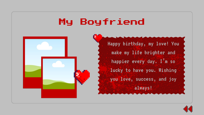 Gray & Red Boyfriend Birthday Pixel Website Template