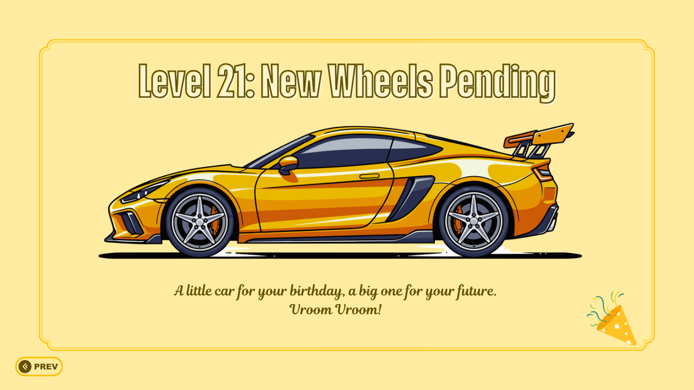 Yellow Car Boyfriend Birthday Website Template