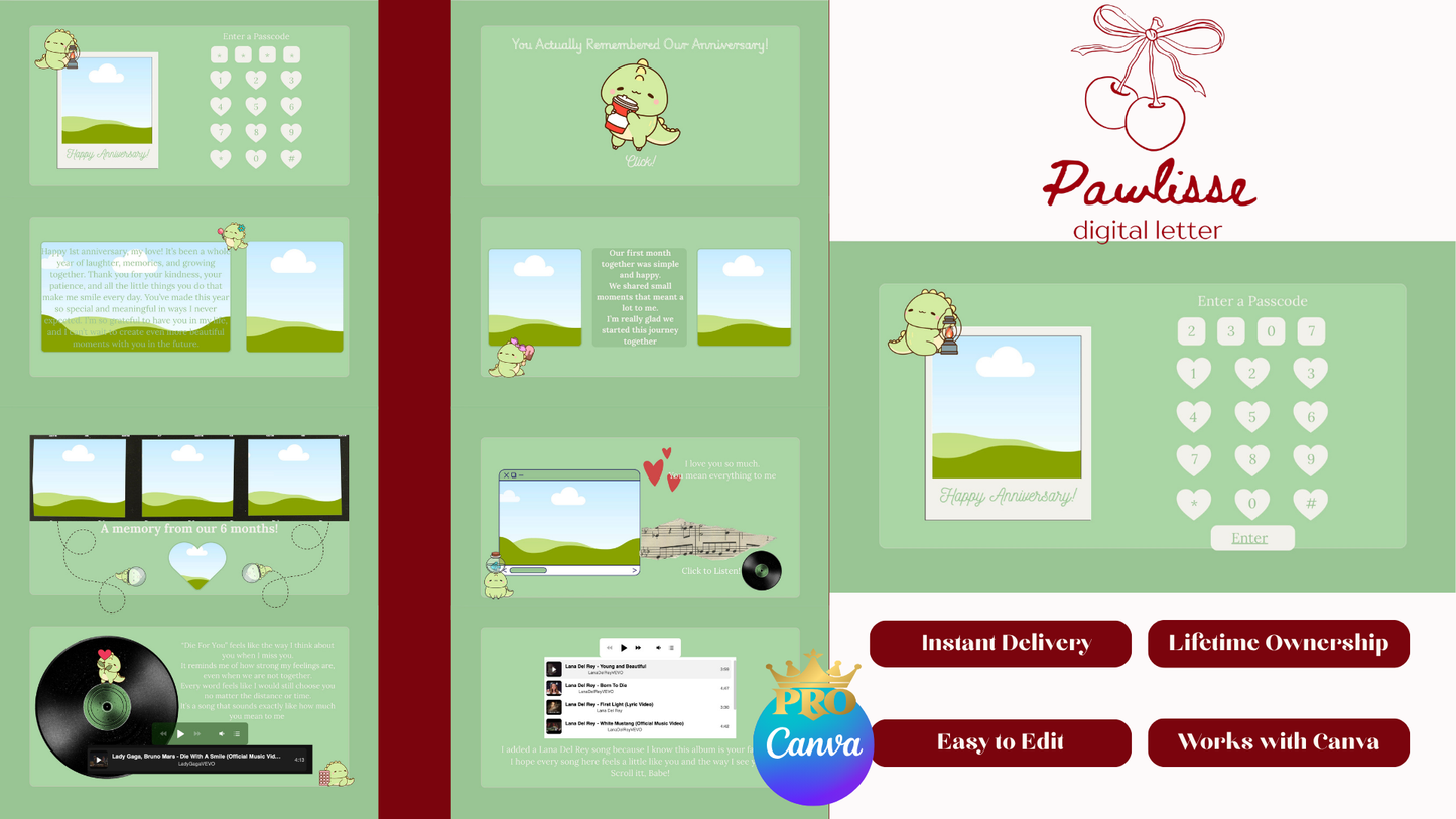 Green Anniversary Passcode Website Template