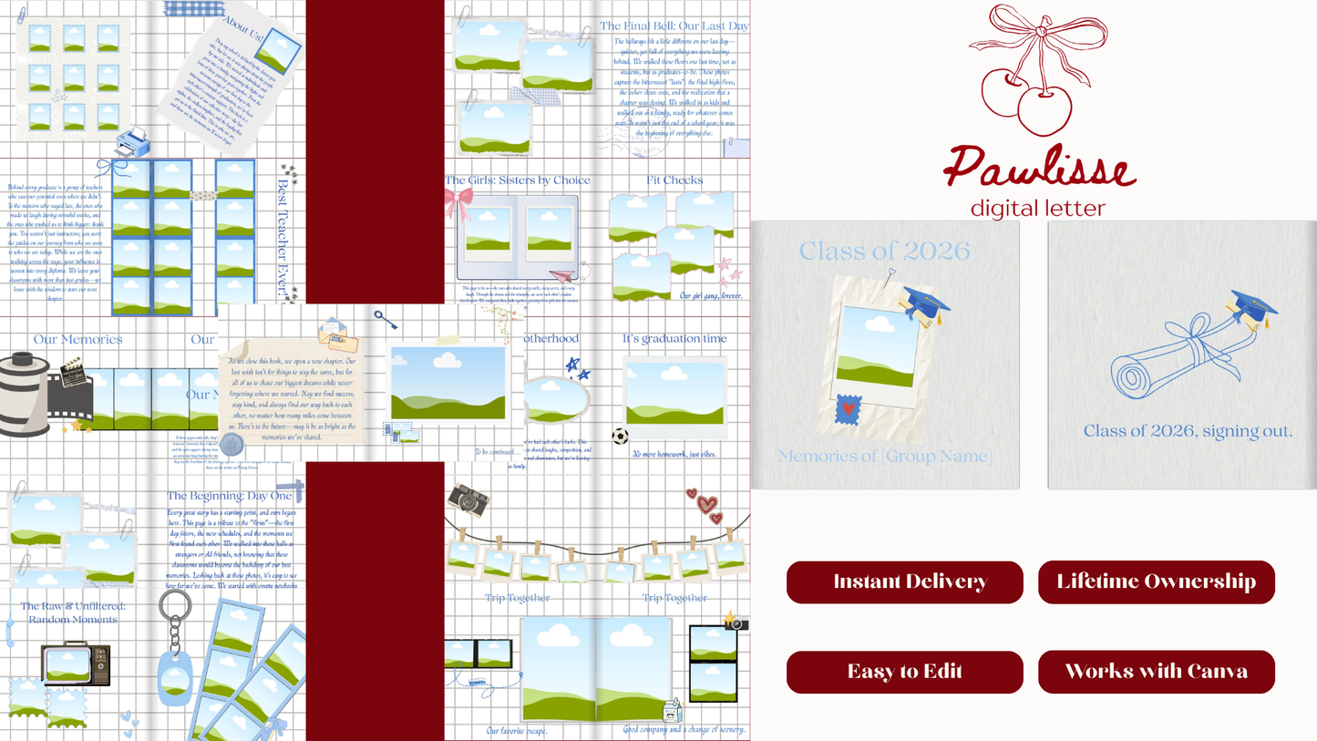 Graduation Scrapbook Template | 24 Pages Digital Memory Book