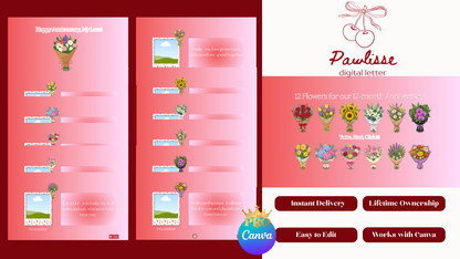 12 Flowers for 12 Months Anniversary Red Website Template