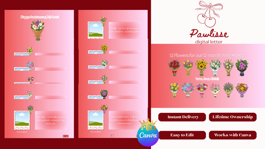 12 Flowers for 12 Months Anniversary Red Website Template