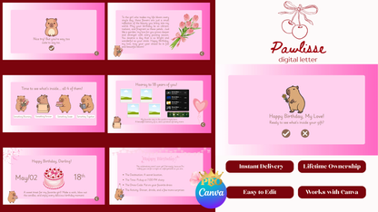 Pink Capybara Girlfriend Birthday Website Template