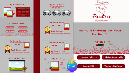Gray & Red Boyfriend Birthday Pixel Website Template