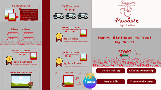 Gray & Red Boyfriend Birthday Pixel Website Template
