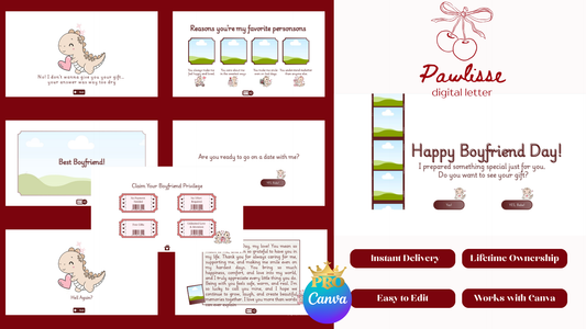 White Cute Dinosaur Boyfriend Day Website Template