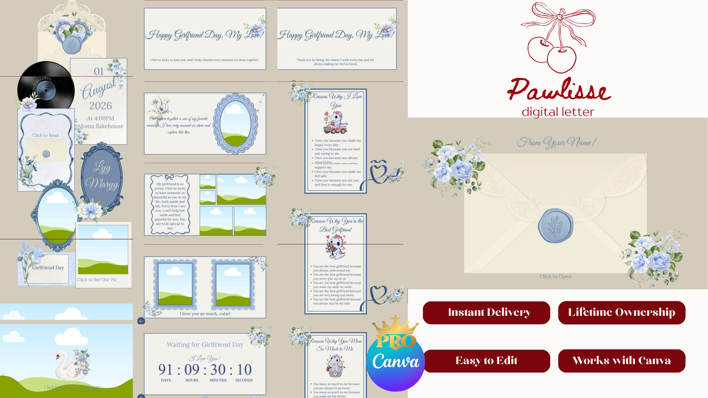 Blue Flower Girlfriend Day Website Template