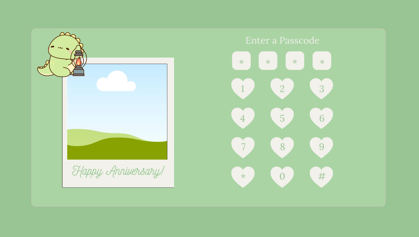 Green Anniversary Passcode Website Template