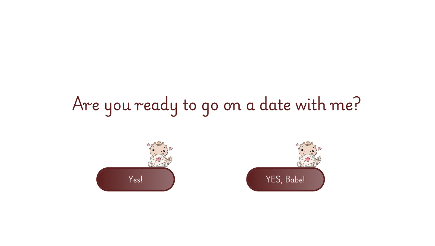 White Cute Dinosaur Boyfriend Day Website Template