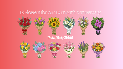 12 Flowers for 12 Months Anniversary Red Website Template