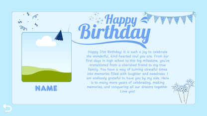 Blue Best Friend Birthday Website Template
